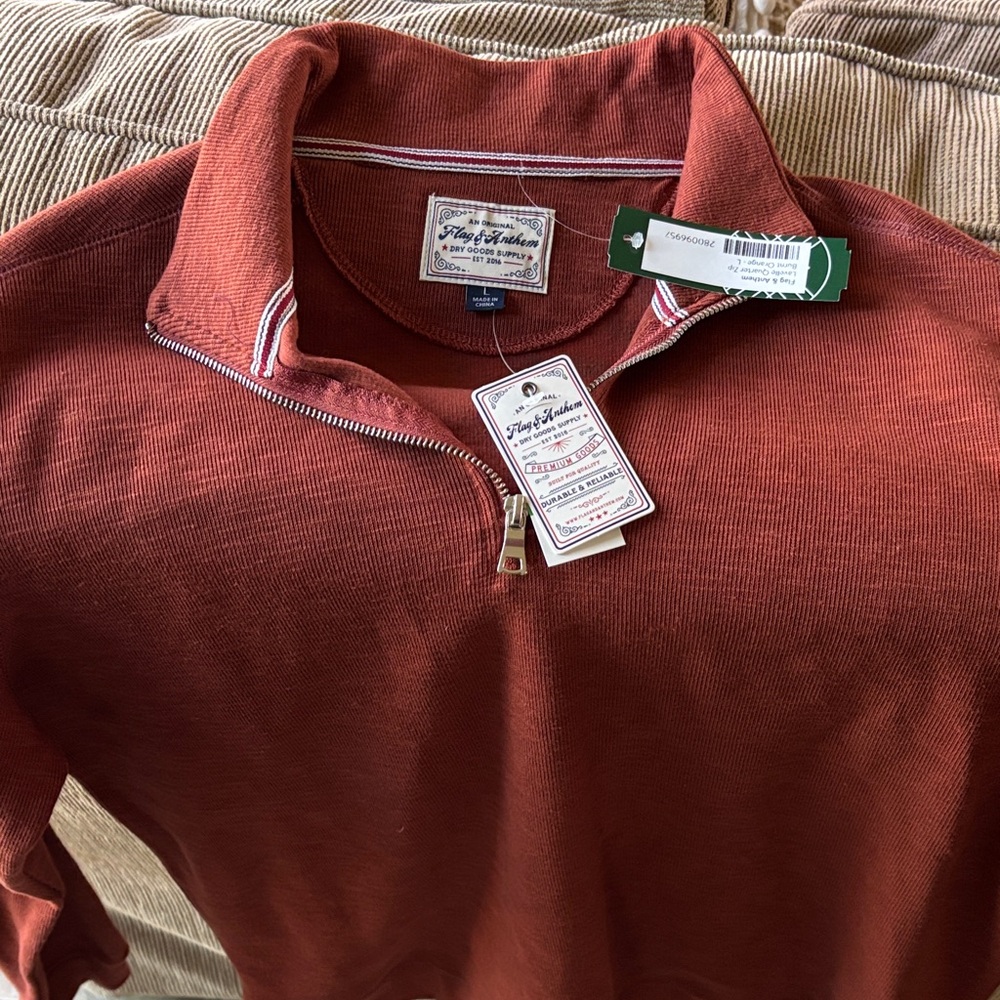 Flag & Anthem Men's Rust Half-Zip Pullover Sweater